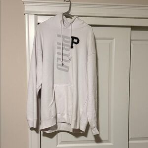 White Hoodie with Black and Gray Accents